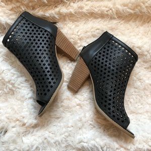 Black Peep-Toe Booties
